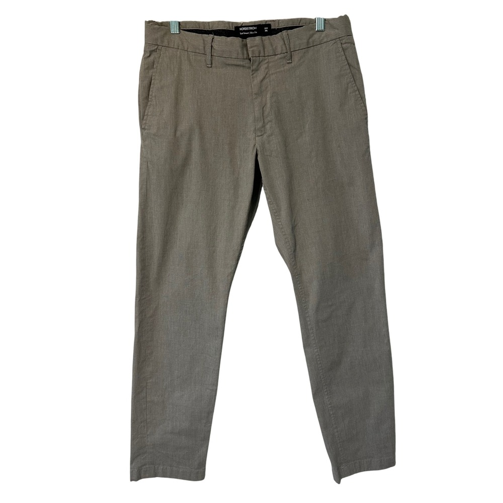 Nordstrom Tech Smart Slim Fit Chino Pants Mens 32W 30L‎ Gray Textured